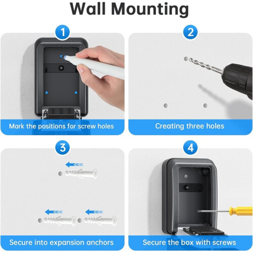 Key Lock Box with 12 Digit Combination LockBox for Keys with Resttable Code,Large Capacity &  Outdoor 2