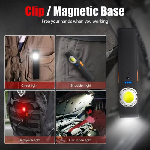 NEWBIRTH Portable LED Flashlight with Type-C Rechargeable Work Light, Waterproof and Magnetic 2