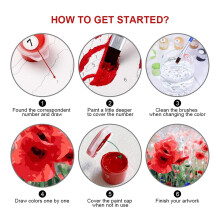 16x20Inch Paint By Numbers for Adults and Kids, DIY Acrylic Painting Kit with Paintbrushes,Red Flower with Butterfly