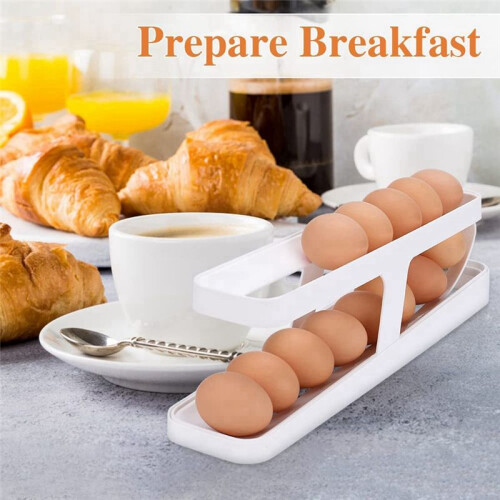 Egg Holder for Refrigerator, Space Saving Egg Tray Fridge Egg Tray for Refrigerator Countertop Cabinet(White)