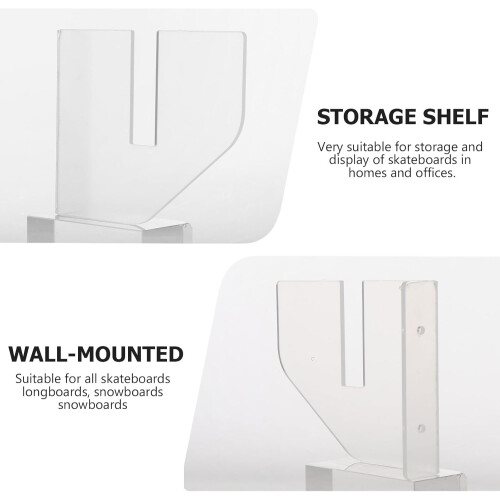 Skateboard Wall Holder Acrylic Display Rack Wall-Mounted Skateboard Storage Bracket 2