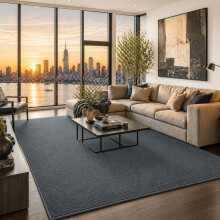 (200x290cm, Grey) Luxury Short Pile Rug - Soft Fluffy Anti-Slip Washable Area Rug with Memory Foam Backing | Living Room & Bedroom Carpet