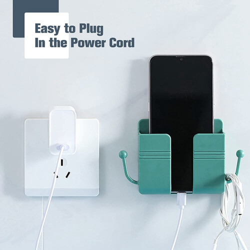 Wall Mounted Remote Control Holder Storage Box with Hook,Charger Power Strip Surge Protector Outlet Adapter Socket Stand 1
