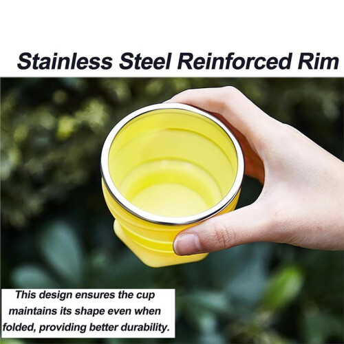 5PCS Silicone Foldable Travel Cup, 6oz Silicone Folding Camping Cup with Lids Foldable Drinking Water Cup 1