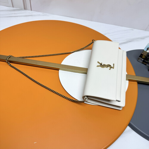 YSL Sunset Box Clutch White Gold 810997 1
