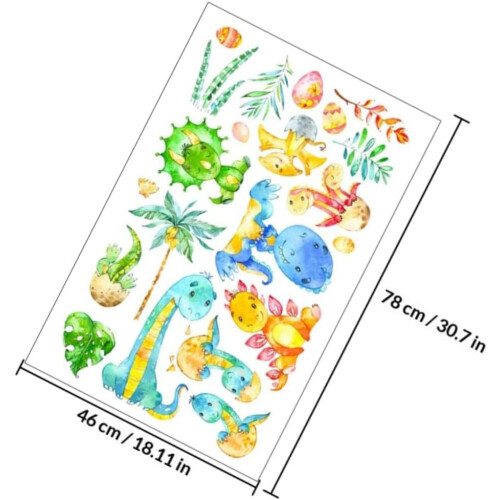 Dinosaur Pattern Wall Decal 1 Sheet Removable PVC Sticker No Bad Smell Decorative 1