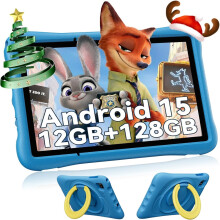 (Blue) OSCAL Children's Tablet 10.1 Inch, Children's Tablet from 6 Years, Android 15, 12GB RAM 128GB ROM, 5G WiFi, 5100 mAh, Blue/Pink