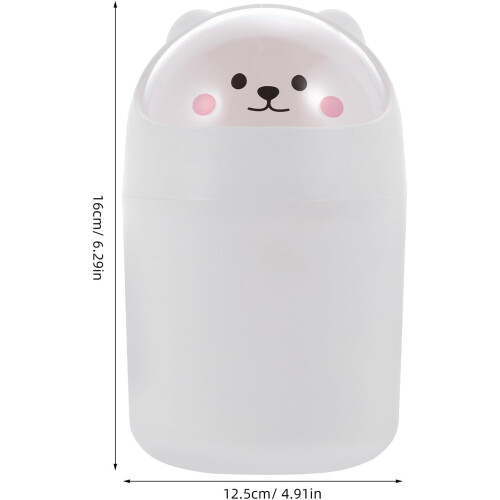 Mini Trash Can with Lid Cartoon Garbage Can Plastic Compact Storage Desktop 1
