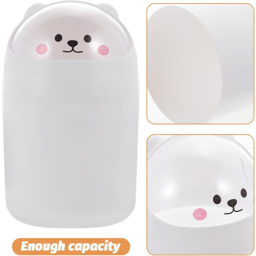 Mini Trash Can with Lid Cartoon Garbage Can Plastic Compact Storage Desktop 2