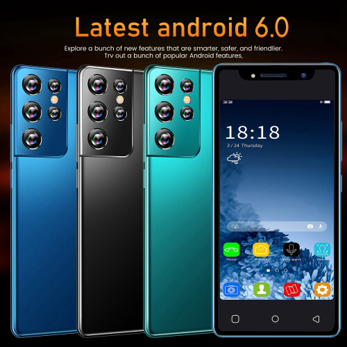 S21 Ultra  Phone 5.0 Polegadas MTK6572 Dual-Core 512 MB RAM + 4 GB ROM Dual-Card Dual-Standby Android6.0 Phone Preto Plugue UE 2