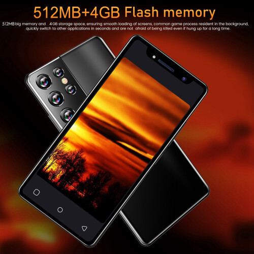 S21 Ultra  Phone 5.0 Polegadas MTK6572 Dual-Core 512 MB RAM + 4 GB ROM Dual-Card Dual-Standby Android6.0 Phone Preto Plugue UE