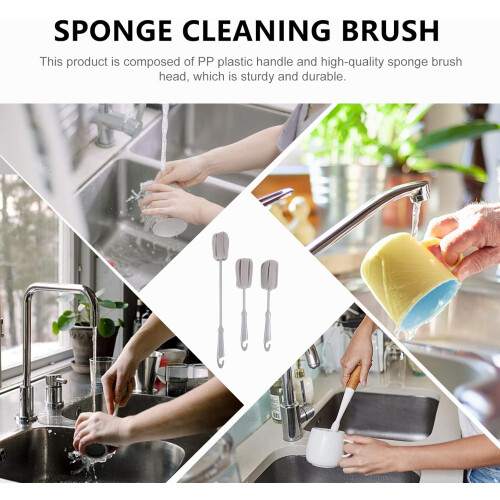 9pcs Long Handle Sponge Brush for Plastic Cup Cleaner Lengthened Handle Bottle Brush 2