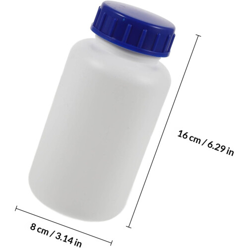 Lot de 3 flacons de réactifs de 500 ml pour échantillons de laboratoire, à bouchon renforcé et scellés. 1