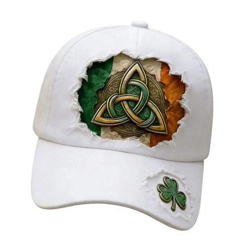 Breathable Patricks Day Baseball Cap Adjustable For Men-White