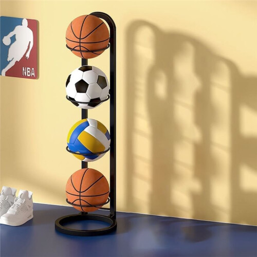 Eco-Friendly Metal Basketball Storage Rack - Space-Saving Organizer for Home White 2