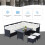 8-seater rattan corner dining sofa set-Black 4