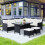 8-seater rattan corner dining sofa set-Black 8