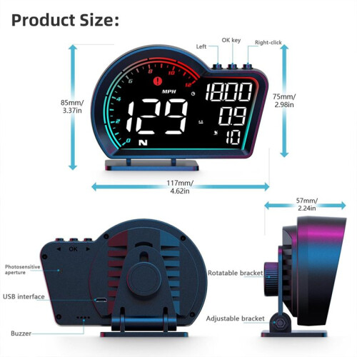 Digital GPS Speedometer Universal Car   Display with Speed MPH Compass Direction Fatigue Driving Reminder 2