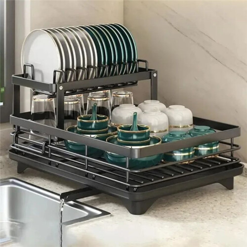 Set Scolapiatti e Scolapiatti Regolabile sopra il Lavello - Organizzatore per Posate e Piatti con Scolapiatti 2