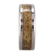 Dragon Scale Dragon Pattern Beveled Edges Celtic Rings Jewelry Wedding Band For Men Gold 9