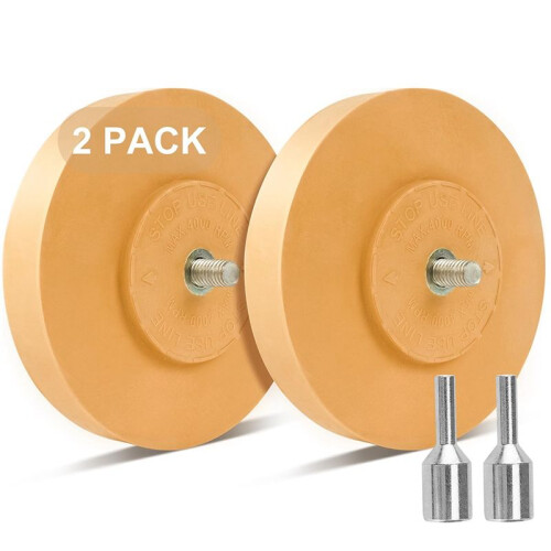 Removedor de Adesivo de Roda de Borracha Removedor de Decalque com Adaptador 2 Pacotes Roda de Borracha de 4 Polegadas para Broca Remove Vinil de 1
