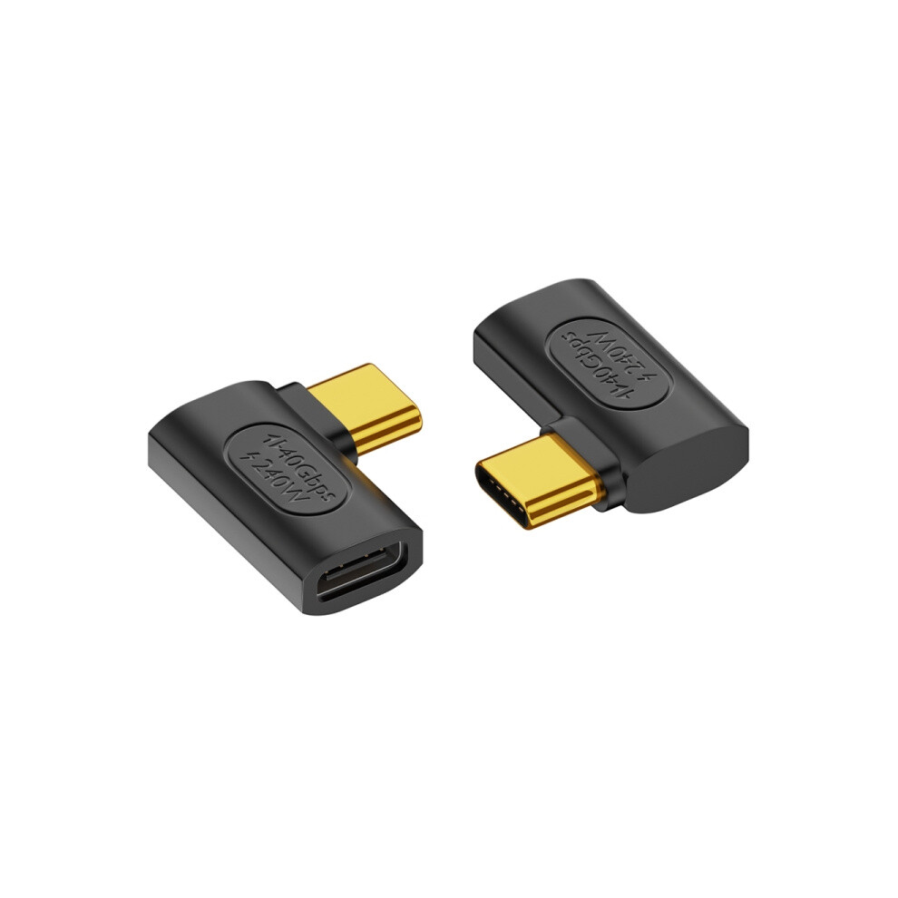 40Gbps 240W Usb-C / Type-C Female To Usb-C / Type-C Male Side Bend Adapter(Black) Black 6083684940415