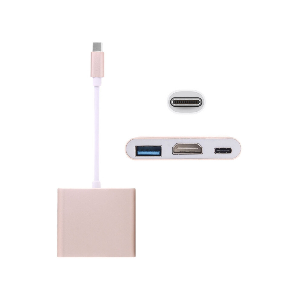 Usb-C / Type-C 3.1 Male To Usb-C / Type-C 3.1 Female & Hdmi Female & Usb 3.0 Female Adapter(Gold) Gold 6083684939570