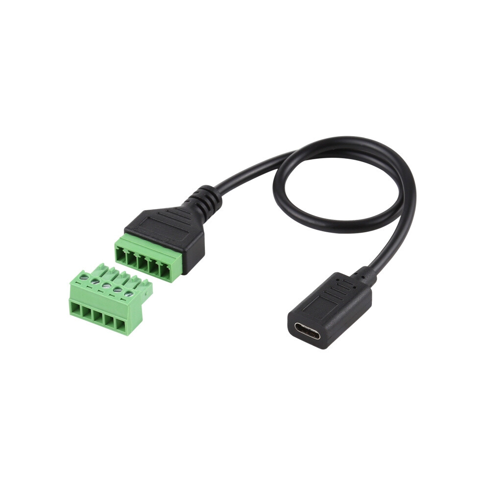 Usb-C / Type-C Female To 5 Pin Pluggable Terminals Solder-Free Usb Connector Solderless Connection Adapter Cable, Length: 30Cm 6083684940019