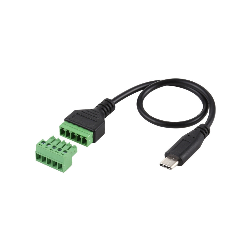 Usb-C / Type-C Male To 5 Pin Pluggable Terminals Solder-Free Usb Connector Solderless Connection Adapter Cable, Length: 30Cm 6083684940293