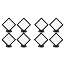 8 Pieces of Challenge Coin Holder 3D Floating Frame with Bracket Anti-Tarnishing Jewelry Box Coin Display Cabinet Black