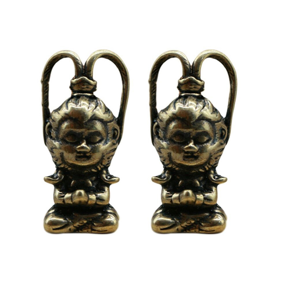 2X Copper Monkey King Figurine Sun Wukong Statue Decor Fish Tank Ornaments Housewarming Home Decor Tea Pet 4712663931589