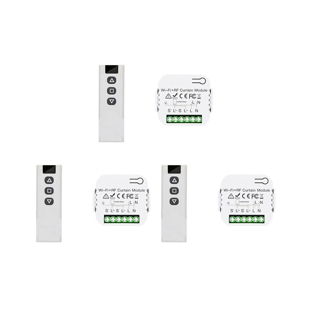 3X Tuya Life Wifi 433Mhz Blind Curtain With Rf Remote For Electric Roller Shutter Control, 1Rc 1Re 6032086024797