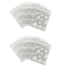 200 Pcs Sachets Pouches White Snowflake Packaging Bag for Cookies Biscuits Christmas Candies