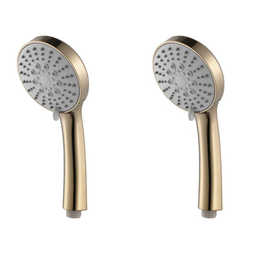 2X Brushed Gold Handheld High Pressure ABS Shower  Water Saving Hand Shower  5 Function Rain Hand Held Shower