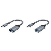2X High Quality Data Cable Type-C to USB3.0 Transfer Cable for Mobile Tablet Computer Vehicle Extension Converter Gray