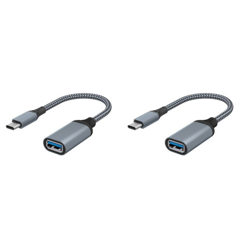 2X High Quality Data Cable Type-C to USB3.0 Transfer Cable for Mobile Tablet Computer Vehicle Extension Converter Gray