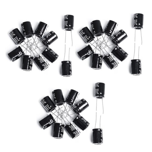 30pcs Capacitor Electrolytic Aluminum 33UF 400V Black