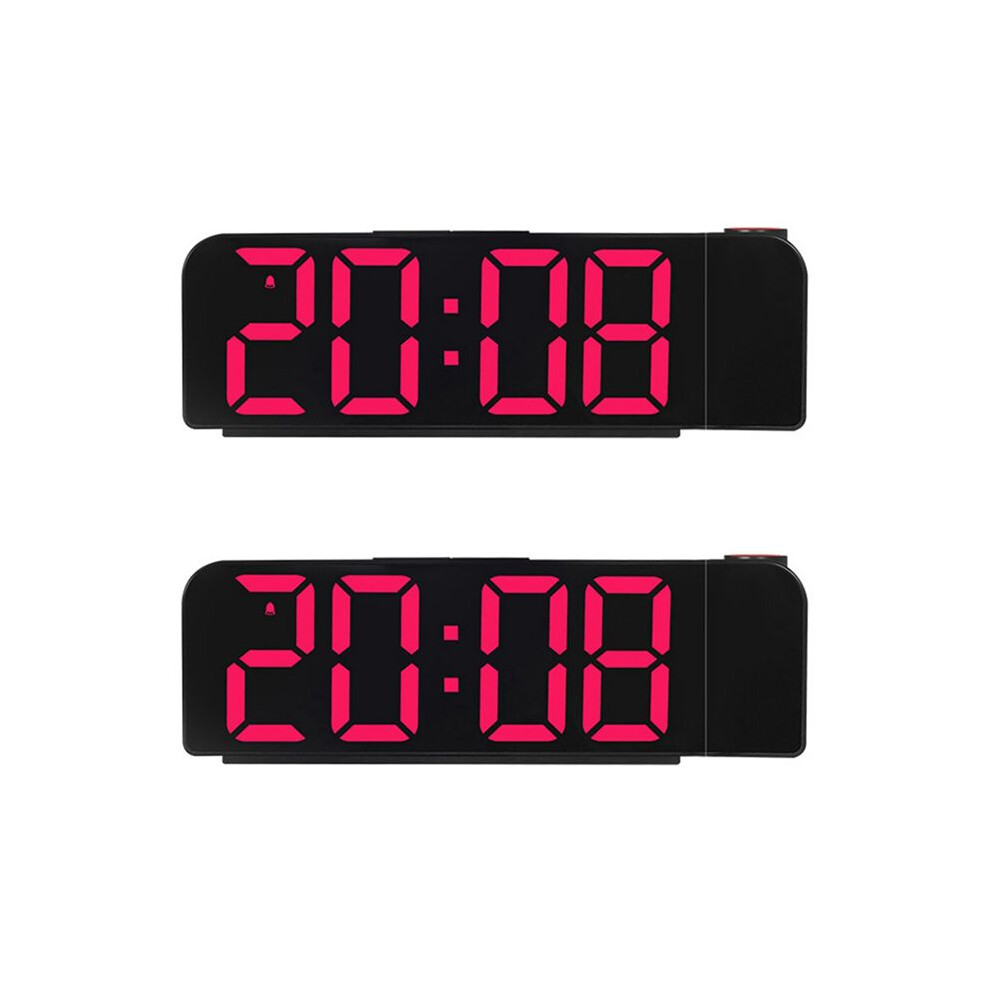 2X 180 Rotation Projection Alarm Clock 12/24H Led Digital Clock Usb Charge Ceiling Projector Alarm Clock (Red) Red Typecat