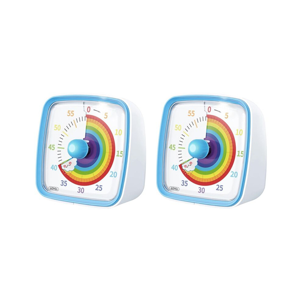 Typecat 2X 60-Minute Visual Timer With Night Light, Countdown Timer,Pomodoro Timer With Rainbow Pattern For Kids And Adults