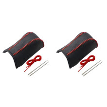 2X Leather Gear Shift Knob Cover for Rav4 Rav 4 14-19 Automatic Hand-Stitched DIY Gear Shift Collars A