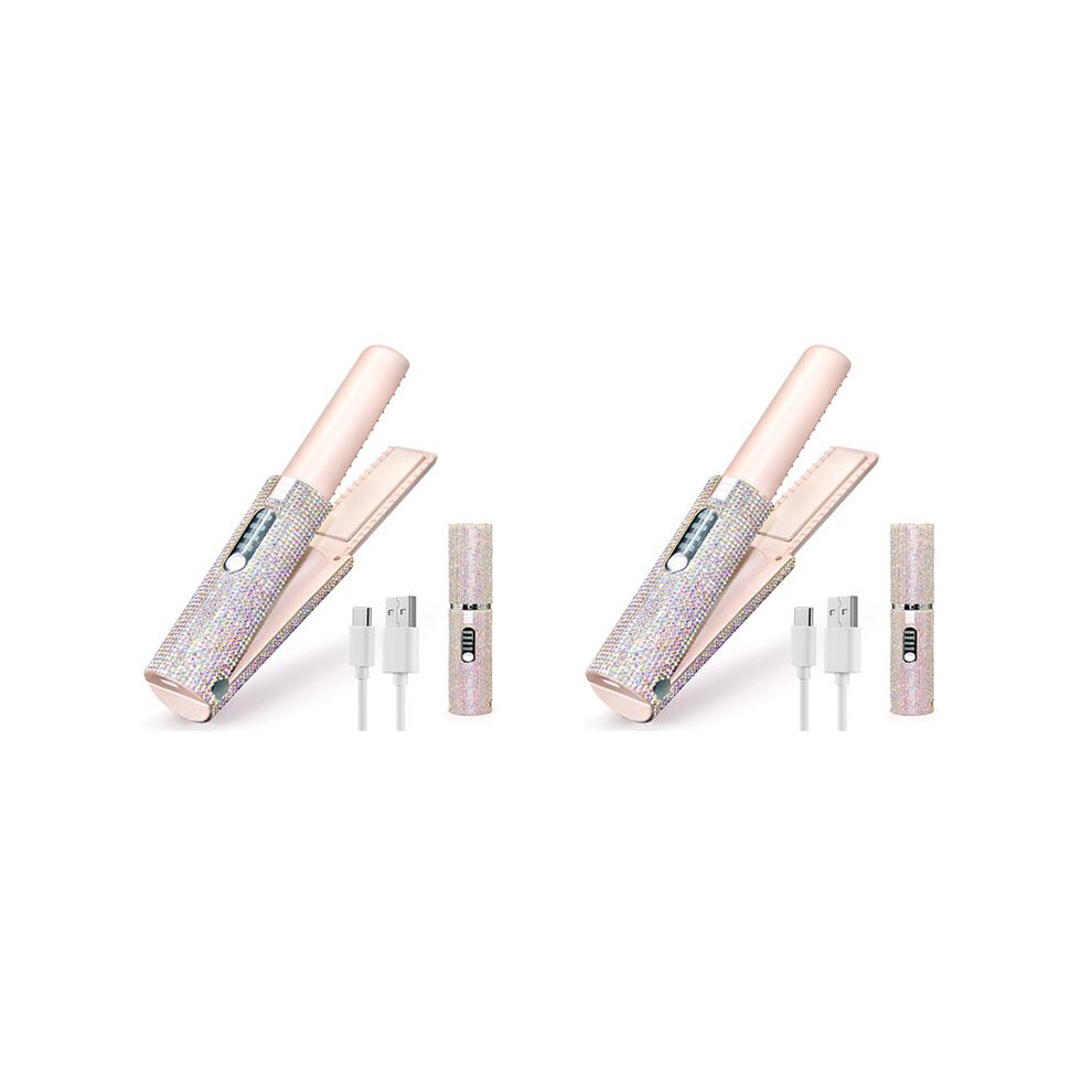 2X 2-In-1 Electric Usb Hair Straightening Brush Straightener Flat Iron Multifunctional Comb Straightening Styler Typecat