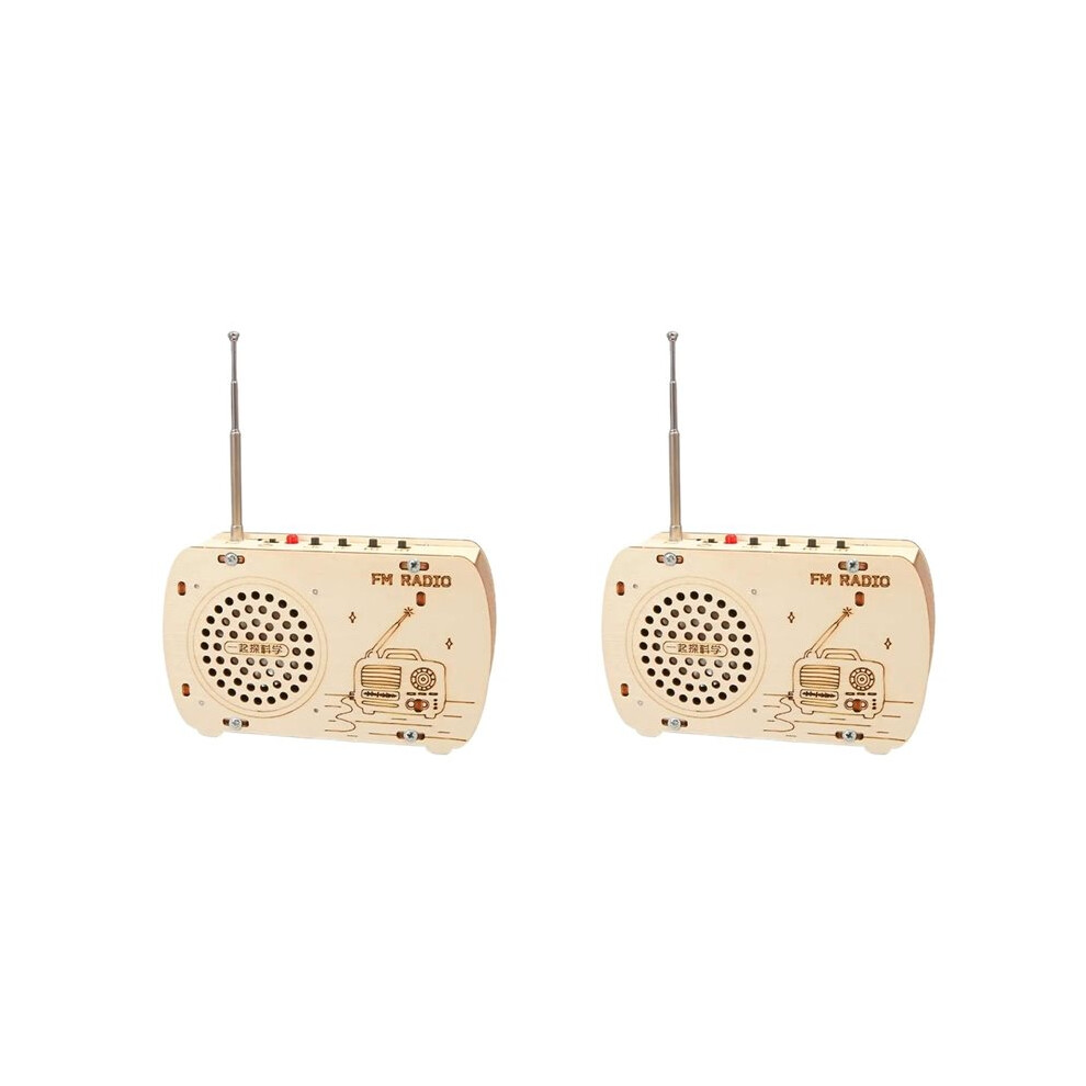 2X Build A Radio Kit Wood Radio Electronic Learning Set Interactive Building Toys Science Experiment Electronics Kits 6033968556511