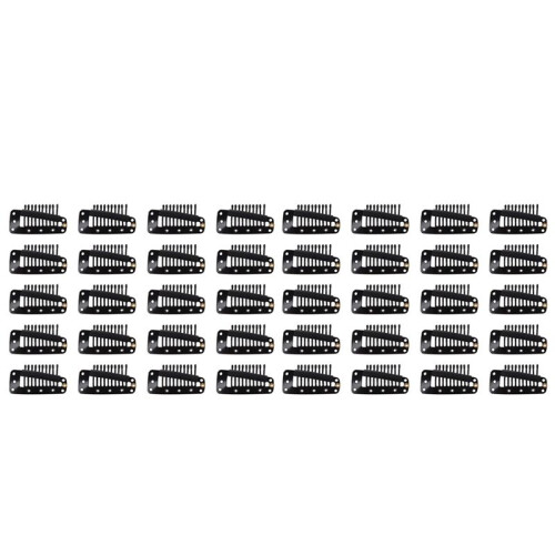 40Pcs Black 10 Teeth Snap the Rubber Back and Cam Wig Clip