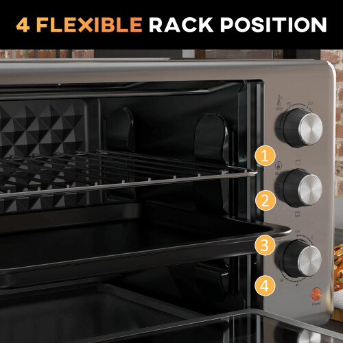 30L Mini Oven with Adjustable Temperature, 60 Min Time 1600W, Silver 2