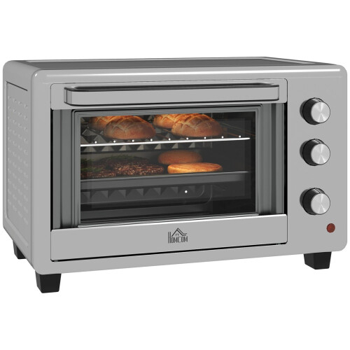 30L Mini Oven with Adjustable Temperature, 60 Min Time 1600W, Silver