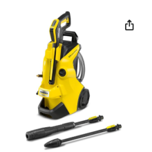 Kärcher K4 Power Control Flex Pressure Washer 130 Bar, 420L/h, 30 m²/h Coverage, Water Filter, 11.5kg, Hose & Dirt Blaster, Yellow/Black