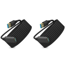 2X USB 3.0 Tipo um Cabo de ExtensãO Macho-Fêmea, Material Trançado Durável, Cabo de Alta TransmissãO de Dados (0,5 Metro/1,6 Pés)