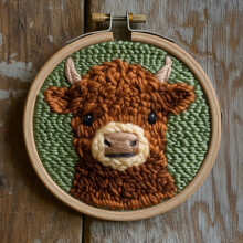 Baby Highland Cow Punch Needle Kit – DIY-broderiset