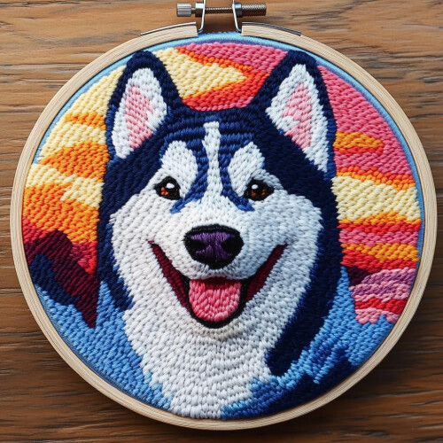 Κιτ βελόνας διάτρησης για σκύλους Husky Sunset 20x20cm