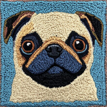 Nålslagssats Tecknad Mops 20x20cm Nybörjarset